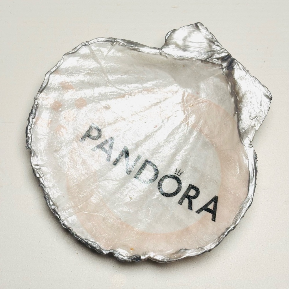 Handcrafted Scallop Shell Ring Dish Mini With Pandora Decoupage Design - Picture 2 of 5